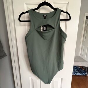 Women's Green Cut Out Bodysuit